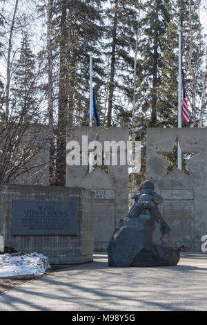 DENALI STATE PARK, ALASKA - CIRCA MAY 2013 - Alaska Veterans Memorial honors Army, Navy, Air Force, Marine Corps, Coast Guard, Alaska National Guard, Stock Photo