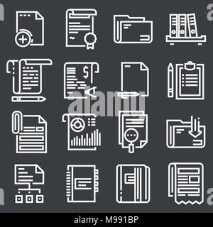 Set of black and white document related vector icons Stock Vector Image ...