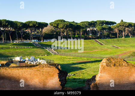 Circus Maximus is an ancient Roman chariot racing stadium and mass entertainment venue located in Rome, Italy. Stock Photo