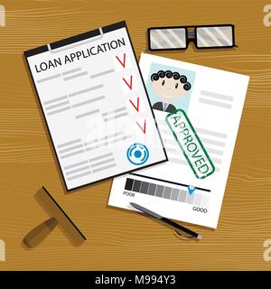 Loan application approved. Mortgage approval, loan concept, vector car loan approved illustration Stock Vector