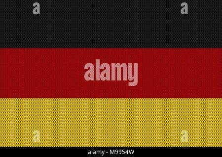 Flag of Germany on a vector knitted woolen texture. A knitted German flag creates a seamless pattern Stock Vector