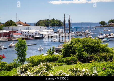 Part of Camden Harbor, Camden, Maine, USA, in summer Stock Photo