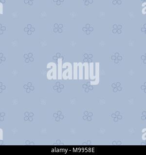 Seamless pattern with four petals flowers in pastel blue tones. Spring seamless pattern Stock Vector