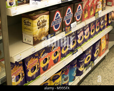 Easter eggs for sale in a supermarket Stock Photo