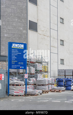 Exteior of Jewson (builder's merchants / construction supplies) yard at Plymouth, Devon. Stock Photo