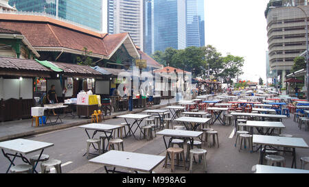 SINGAPORE - APR 3rd, 2015: Lau Pa Sat Festival Market was formerly known as Telok Ayer Market - now it is a popular catering, popular food court hawker center. Is a national historic landmark of Singapore Stock Photo