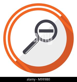 Lens flat design vector web icon. Round orange internet button isolated on white background. Stock Vector
