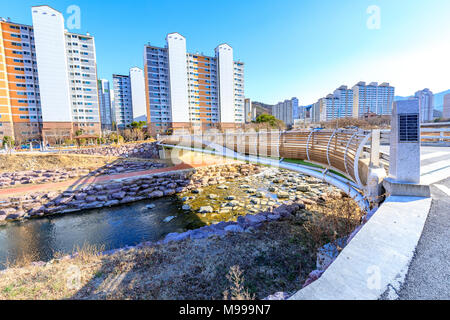 Jangyu, South Korea - March 13, 2018 : High rise residential apartment building in Jangyu, South Gyeongsang Province Stock Photo