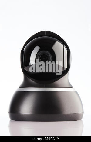 Home surveillance black camera isolated on white background Stock Photo