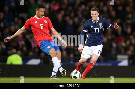 Scotland's Callum McGregor (right) and Costa Rica's Oscar Duarte battle for the ball during the international friendly match at Hampden Park, Glasgow. Stock Photo