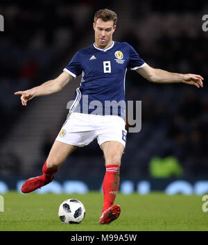 Scotland's Kevin McDonald during the international friendly match at Hampden Park, Glasgow. PRESS ASSOCIATION Photo. Picture date: Friday March 23, 2018. See PA story SOCCER Scotland. Photo credit should read: Jane Barlow/PA Wire. Stock Photo