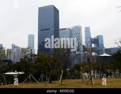 Modern skyscrapers and buildings in Shenzhen's Software Industrial Base. Stock Photo