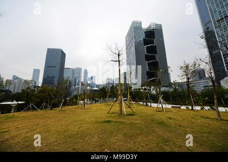 Modern skyscrapers and buildings in Shenzhen's Software Industrial Base. Stock Photo
