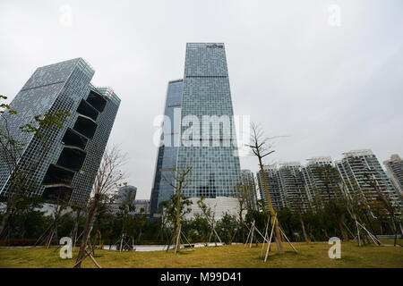 Modern skyscrapers and buildings in Shenzhen's Software Industrial Base. Stock Photo