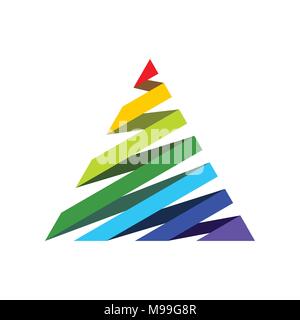 Rainbow 3D Ribbon Triangle Shape Vector Symbol Graphic Logo Design Stock Vector