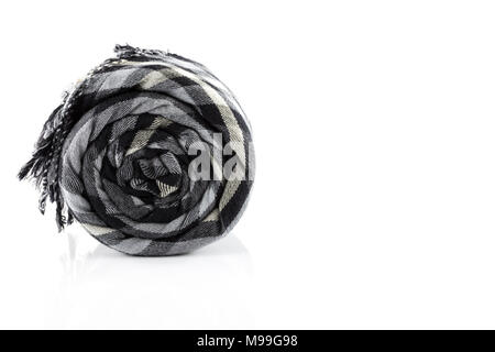 Scarf black plaid isolate on white background Stock Photo