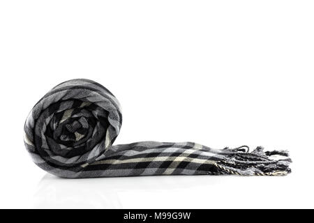 Scarf black plaid isolate on white background Stock Photo