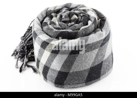 Scarf black plaid isolate on white background Stock Photo