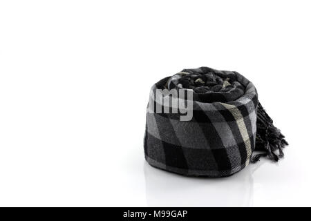 Scarf black plaid isolate on white background Stock Photo