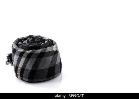 Scarf black plaid isolate on white background Stock Photo