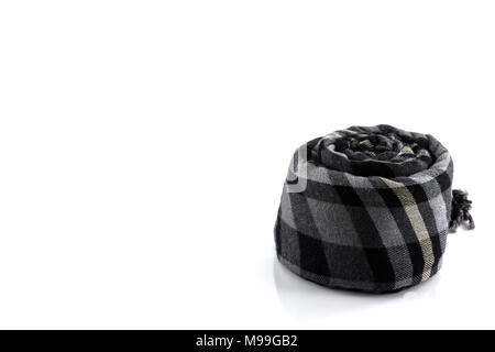 Scarf black plaid isolate on white background Stock Photo