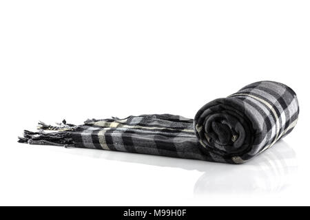 Scarf black plaid isolate on white background Stock Photo