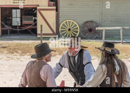 Wichita, Kansas / October 14, 2015: Old Cow Town is a living history museum where costumed interpreters recreate a frontier settlement on the Chisholm Stock Photo