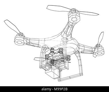 Qadrocopter. Vector rendering of 3d Stock Vector