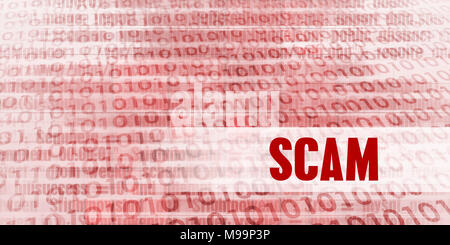 Scam Alert on a Red Binary Danger Background Stock Photo