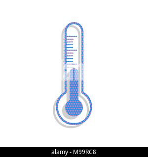 Meteo diagnostic technology thermometer sign. Vector. Neon blue icon with cyclamen polka dots pattern with light gray shadow on white background. Isol Stock Vector