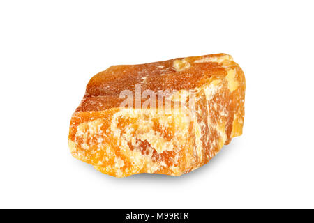 Macro shooting of natural gemstone. Mineral simbircite. Isolated object on a white background. Stock Photo