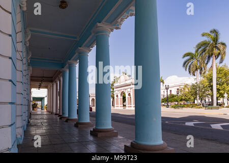 Urban Historic Centre of Cienfuegos - UNESCO World Heritage Site in Cuba. The Ferrer palace which is a famous neoclassical building in the Parque Jose Stock Photo