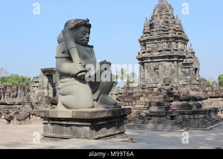 Dwarapala statue, statue of a guard to maintain security at Sewu temple, Prambanan, on the border of Yogyakarta and Central Java, Indonesia Stock Photo