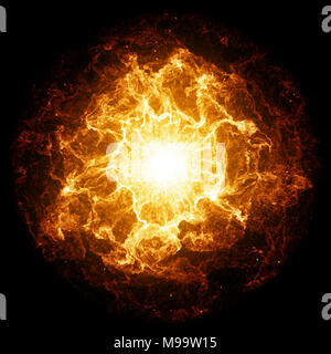 Inferno fireball. Abstract burning sphere with glowing flames. Stock Photo