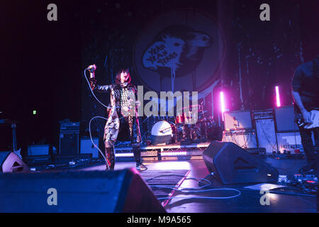 October 25, 2017 - THE YEAH YEAH YEAHS perform at the Fonda Theatre in Hollywood, CA, celebrating the reissue of their record Fever To Tell (Credit Image: © Greg Chow via ZUMA Wire) Stock Photo