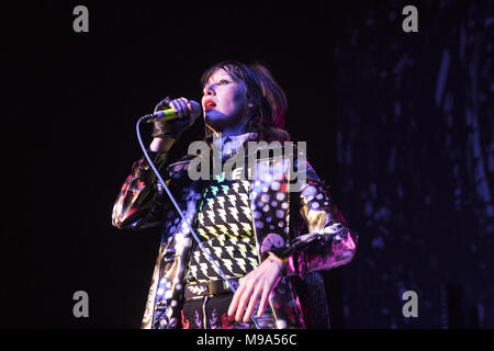 October 25, 2017 - THE YEAH YEAH YEAHS perform at the Fonda Theatre in Hollywood, CA, celebrating the reissue of their record Fever To Tell (Credit Image: © Greg Chow via ZUMA Wire) Stock Photo