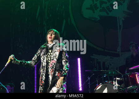 October 25, 2017 - THE YEAH YEAH YEAHS perform at the Fonda Theatre in Hollywood, CA, celebrating the reissue of their record Fever To Tell (Credit Image: © Greg Chow via ZUMA Wire) Stock Photo