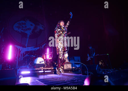 October 25, 2017 - THE YEAH YEAH YEAHS perform at the Fonda Theatre in Hollywood, CA, celebrating the reissue of their record Fever To Tell (Credit Image: © Greg Chow via ZUMA Wire) Stock Photo