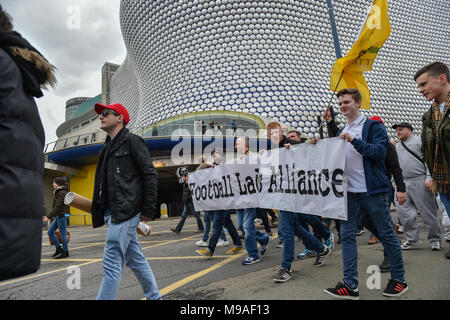 Birmingham, United Kingdom. 24 March 2018. People have gathered for the 'Football Lads Alliance' (FLA) demonstration in Birmingham. There were speeches from John Mieghan, Anne Marie Waters, Luke Nash-Jones and Aline Moraes. After a short march the group dispersed in Edgbaston St.  Credit: Peter Manning/Alamy Live News Stock Photo
