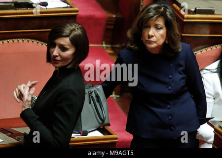 Rome, Italy. 24th March, 2018. Anna Maria Bernini, Maria Elisabetta Alberti Casellati  Roma 24/03/2018. Seduta al Senato con voto per eleggere il Presidente del Senato Rome March 24th 2018. Senate. Votation to elect the new President of Senate. Foto Samantha Zucchi Insidefoto Credit: insidefoto srl/Alamy Live News Stock Photo