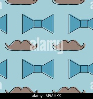 Mustache, Bow tie seamless pattern. Fathers Day holiday repeating texture Stock Vector