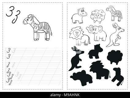 Alphabet letters tracing worksheet with russian alphabet letters - zebra Stock Vector