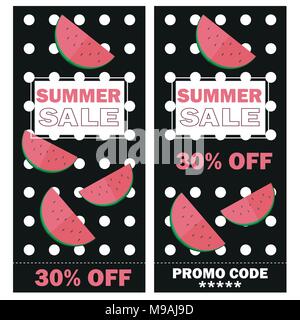 Summer sale banner with beautiful watermelon background Stock Vector