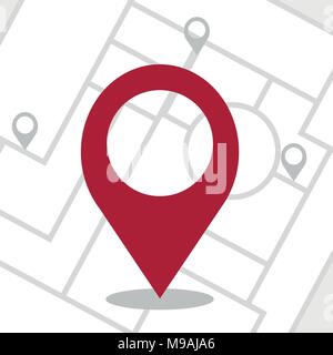 GPS - navigator pin checking red color on white background. vector illustration Stock Vector