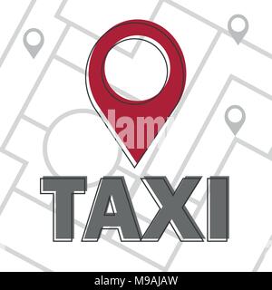 Vector taxi icon. Map pin with taxi checks sign. Vector illustration Stock Vector