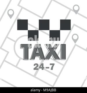 Vector taxi icon. Map pin with taxi checks sign. Vector illustration Stock Vector