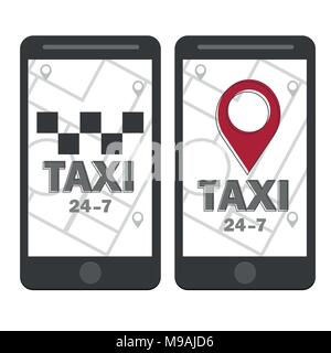 Vector taxi icon. Map pin with taxi checks sign. Vector illustration Stock Vector
