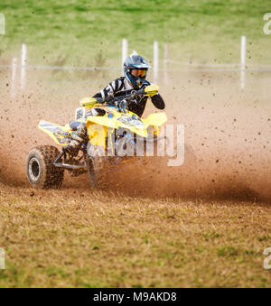 Grass track motorcycle racing action Stock Photo