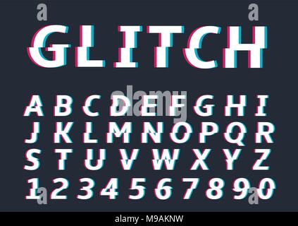 Glitch alphabet letters Stock Vector