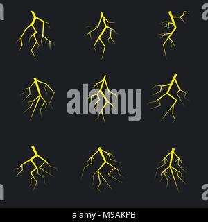 Lightning icon set Stock Vector